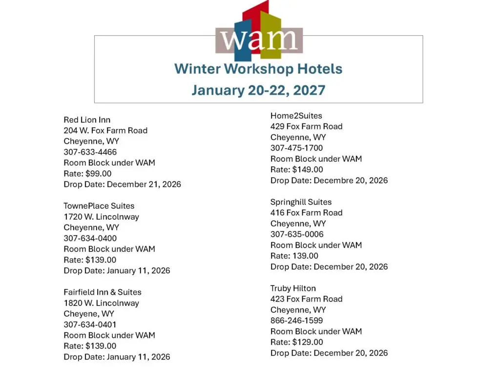Winter Workshop Hotels, January 20–22 2027